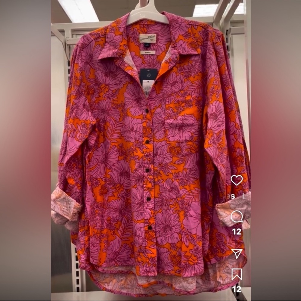 Universal Thread Long Sleeve Floral Pattern Butto… - image 10